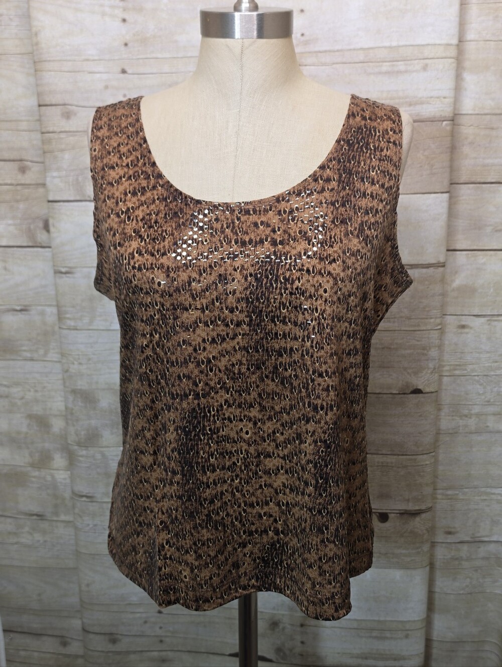 Chico's Brown Animal-Print Scoop Neck Tank